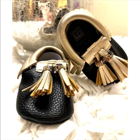 Kids/Baby Fringe Leather Soft Shoes Moccasins 12-18M - Picture 3 of 6